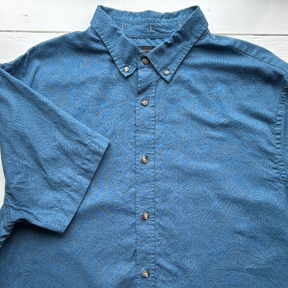 Banana Republic Mens 100% Cotton Slim Fit Blue Button Down Short Sleeve Shirt XL - Picture 8 of 12